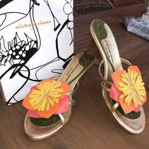 Michael Simon gold sandals-8.5 with 2” heel